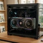 PC 케이스 내부에 장착된 고성능 갤럭시 그래픽카드