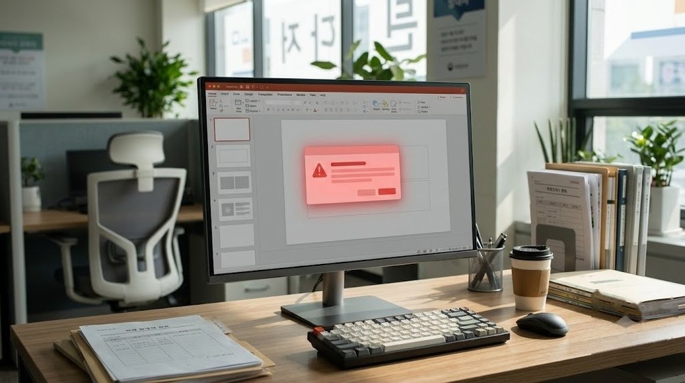 파워포인트 PDF 저장 오류 화면