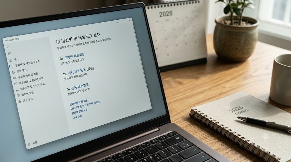 윈도우 방화벽 앱 허용 설정 화면