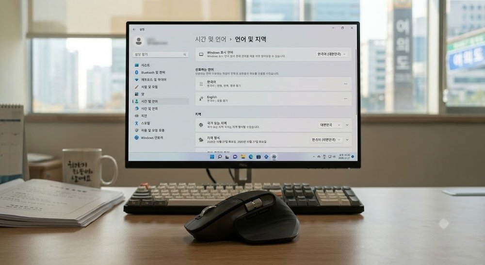 윈도우 시간 및 언어 설정 화면