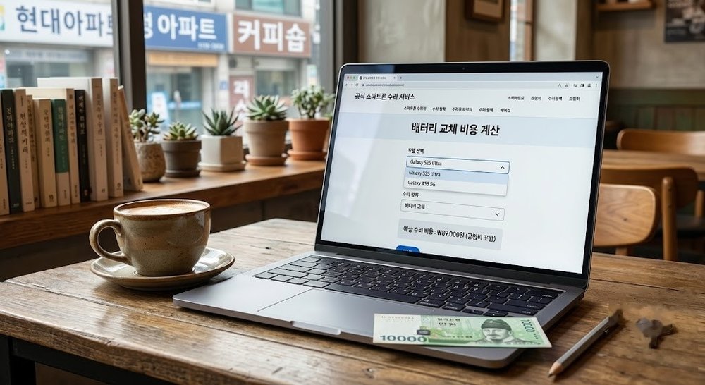 스마트폰 배터리 교체 예상 요금 조회 화면