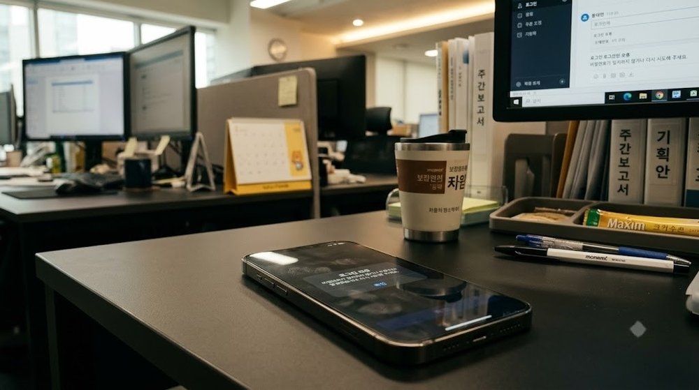 스포티파이 로그인 안 됨 오류가 표시된 스마트폰 화면