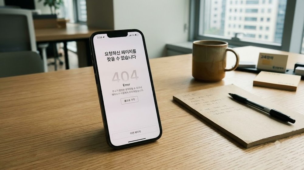 스마트폰 화면에 표시된 웹페이지 연결 오류 증상