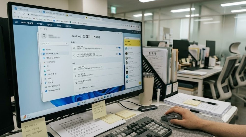 윈도우 11 카메라 다중 앱 허용 설정 화면