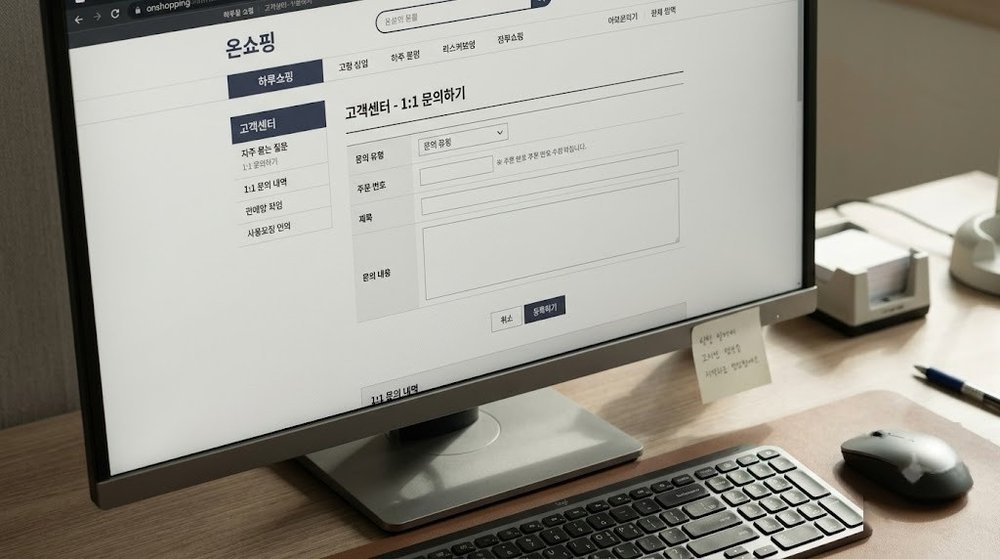 무신사 1:1 고객센터 문의 및 조회 화면